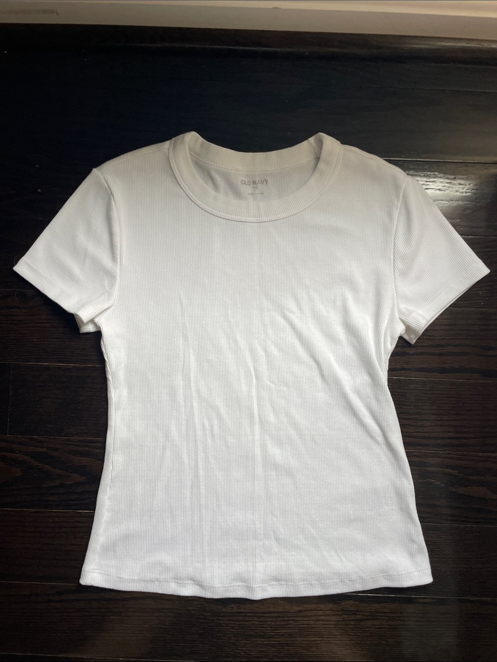 Old Navy White Ribbed Short-Sleeve Crew Tee